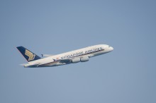 離陸するシンガポール航空A380